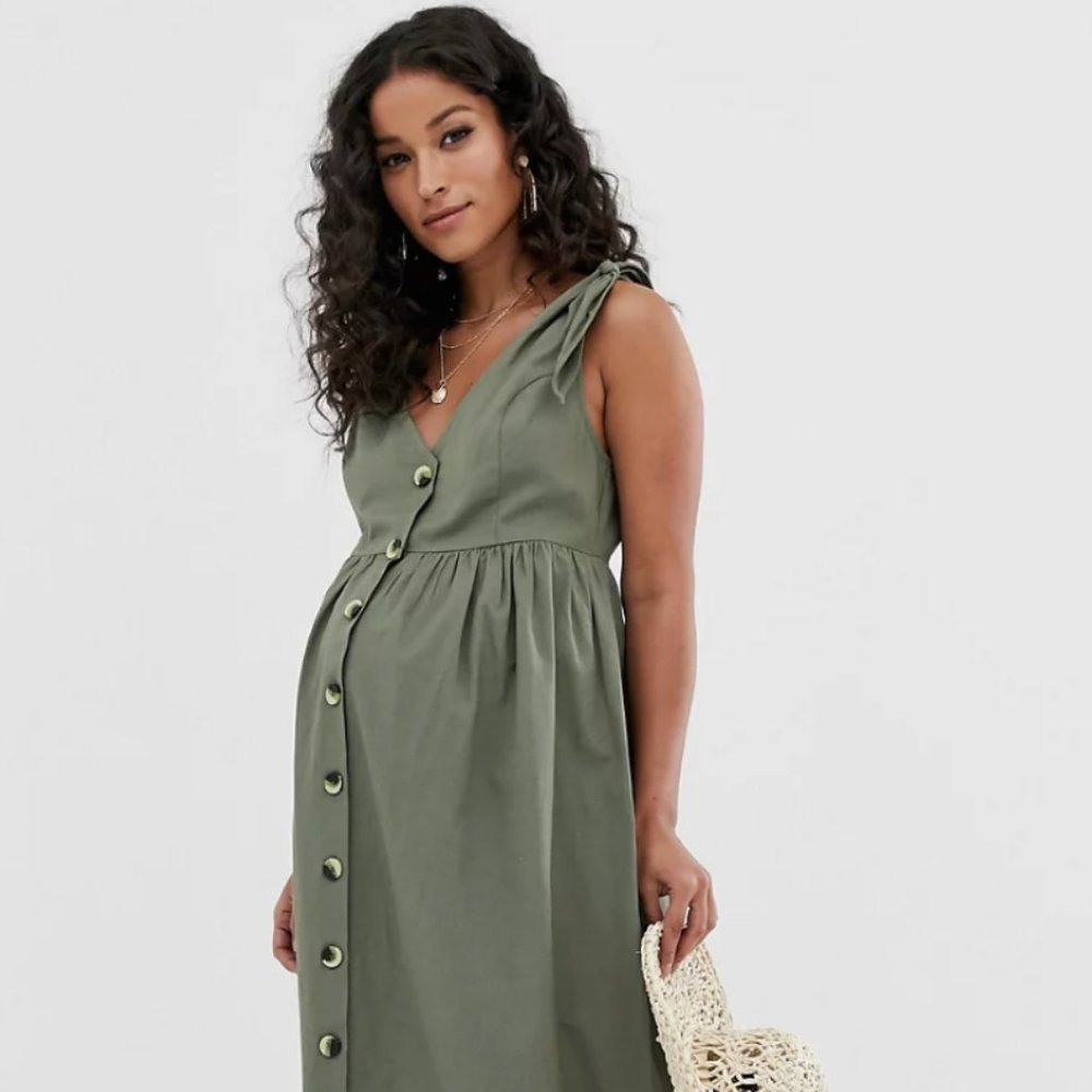 ASOS DESIGN Maternity button through smock maxi dress